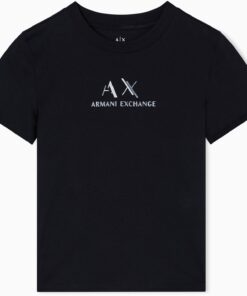 Armani Exchange Damen Regular Boxy Chest Logo Tee T-Shirt (1er Pack)