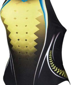 arena One Big Logo Badeanzug für Damen, Schnelltrocknende, Sportliche Bademode aus arena MaxLife Eco-Gewebe mit Maximaler Chlorbeständigkeit und 50+ UV-Schutz