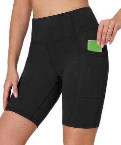 Badeshorts Damen Hohe Taille Bauchweg Schwimmshorts UV Schutz UPF 50+ Badehose Schnelltrocknend Chlorresistent Schwimmhose mit Innenslip und Taschen Verstellbarem Kordelzug