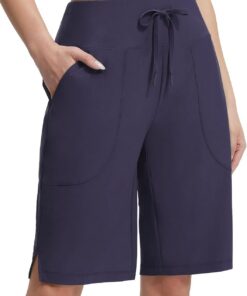 baleaf Badeshorts Damen 28CM, Badehose Bermuda mit Bein Schwimmen UV Hohe Taille Boardshorts Knielang UPF50+ Strand Surfen Sport