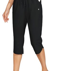 WILLIT Damen Badehose Capris Hosen Badeshorts Schnelltrockner Schwimmen Board Beach Athletic Capris mit Taschen Lightweight UPF 50 + 18“