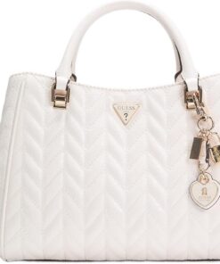 GUESS Handtasche Umhängetasche Stacey Girlfriend Satchel Cream White creme