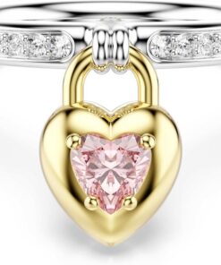 Swarovski Idyllia Kollektion Motiv-Ring, Gemischte Schliffe, Herz, Rosa, Finish in gemischtem Metall