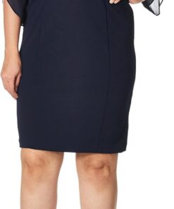DKNY Damen 3/4 Chiffon Sleeve Sheath Dress Kleid