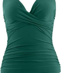 LA ORCHID Damen Badeanzug bauchweg Push up einteiliger Badeanzug bademode v Ausschnitt bademode high Waist für Urlaub
