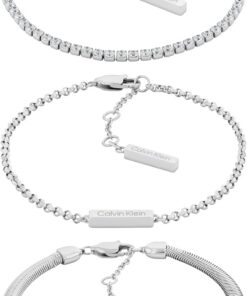 Calvin Klein Kollektion CK TRIO für Damen Set aus 3 Armbändern aus Edelstahl mit Kristallen – Erhältlich in Silber oder Gold