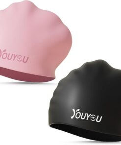 2 Pack Silikon Badekappen für langes Haar, große wasserdichte Bademützen für Frauen, Männer und Erwachsene mit dickem oder lockigem Haar, Bequeme 3D Bademützen