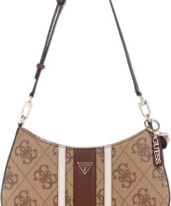 GUESS Schultertasche Noelle II Top Zip Shoulder Bag Latte Logo/Brown hellbraun