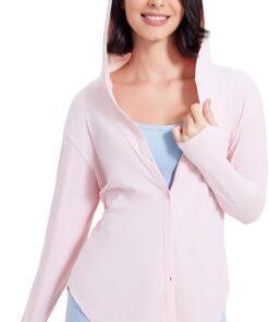 Damen UV schutzkleidung Langarmshirt Schnell Trocknende UPF 50+ Sun Hoodie Button Up Tops Shirts