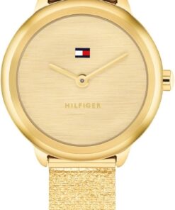 Tommy Hilfiger Zwei-Zeiger-Quarzwerk-Uhrfür Damen mit Goldfarben Edelstahl-Mesh-Gliederarmband - 1782811