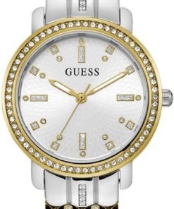 Guess Women's 30mm Watch - Two-Tone Bracelet White Dial Two-Tone Case