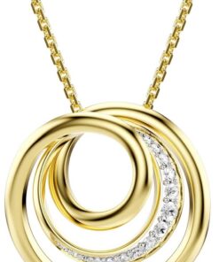 Swarovski Hyperbola Halskette, Rundschliff, Weiß, Goldlegierungsschicht