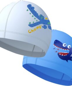 Badekappe Kinder x 2 Stück - Bademütze Kind Badehaube Schwimmkappe für Jungen Mädchen Alter 4-10