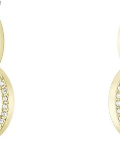 BOSS Jewelry Creolen für Damen Kollektion DOUBLE B DIVINE aus Edelstahl mit Ionenplattierung in Gelbgold verziert mit Kristallen - 1580821