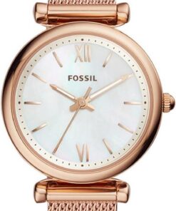 Fossil Carlie Damen-Armbanduhr mit Perlmutt-Zifferblatt, Edelstahl, ES4433, Armband, Armband