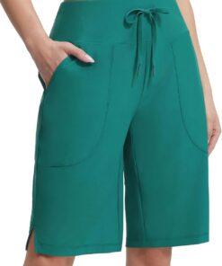 baleaf Badeshorts Damen 28CM, Badehose Bermuda mit Bein Schwimmen UV Hohe Taille Boardshorts Knielang UPF50+ Strand Surfen Sport