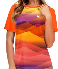 Damen UV Badeshirt Kurzarm Schwimmshirt UPF 50+ Rash Guard Schnelltrocknend Surf Shirt