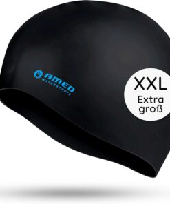 AMEO XXL Size Silikon-Badekappe – Extra große Swim Cap | elastisch & strapazierfähig – wasserdichte, komfortable Schwimmhaube – Big Size Badekappe, Pink
