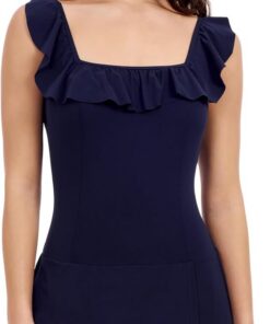 Profile by Gottex Damen Square Neck Women’s Swimdress One Piece Swimsuit Überwurf für Schwimmbekleidung