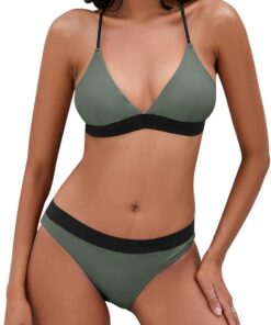 Damen Bikini Set, Triangel, breites Unterbrustband, Bademode, Badeanzug
