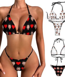 Benutzerdefiniertes Gesichts-Bikini-Set für Frauen,Personalisierte Badeanzüge mit Bild,Lustiges Geschenk für Frauen für Poolpartys,7 Stile