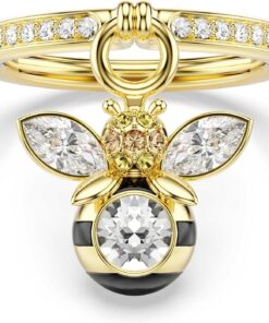 Swarovski Idyllia Kollektion Motiv-Ring, Gemischte Schliffe, Biene, Mehrfarbig, Goldfarben beschichtet