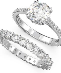 Swarovski Stilla Kollektion Ring-Set (2), Rundschliff, Weiß, Rhodiniert