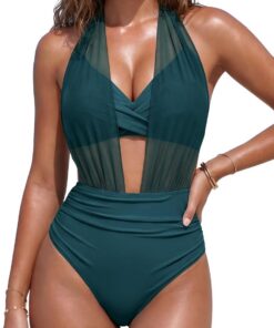 SHEKINI Damen Bikini Sets Halter hohe Taille Bauch Kontrolle Sexy Mesh 2 Stil Zwei Stück Badeanzug 2026