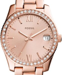 Fossil Scarlette Uhr für Damen, 32mm Quarz-Dreizeiger-Datumswerk mit Edelstahlarmband