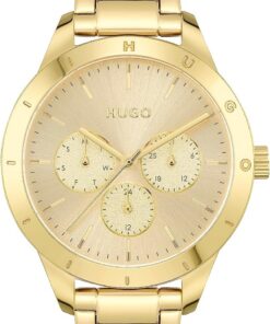 HUGO Multi Zifferblatt Quarz Uhr für Damen Kollektion #Friend mit Goldfarben Edelstahlarmband - 1540091