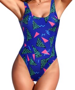 SHEKINI Einteiliger Damen Badeanzug U Ausschnitt Sport Badeanzug Damen Bauchweg