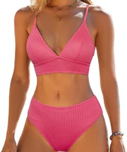CUPSHE Damen Bikini Set V Ausschnitt Triangel Breites Mid Waist