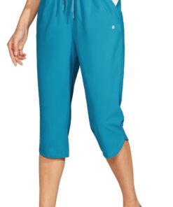 WILLIT Damen Badehose Capris Hosen Badeshorts Schnelltrockner Schwimmen Board Beach Athletic Capris mit Taschen Lightweight UPF 50 + 18“