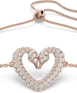 Swarovski Una Damen-Armband, Herz, funkelnde Kristalle, roségoldfarben, One Size, Edelstahl