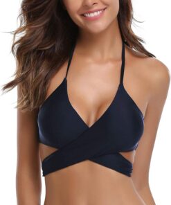 SHEKINI Damen Bademode Rückenfrei Verstellbar Crossover Ties-up Bikinioberteil Push up Triangel Strandkleidung