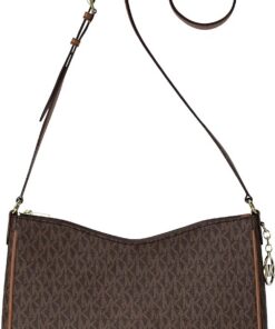 Michael Kors Nayla Umhängetasche mit Metalllogo Größe M Braun