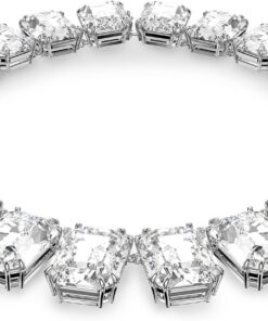 Swarovski Millenia Halskette, Übergroße Kristalle, Oktagon-Schliff, Weiß, Rhodiniert
