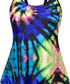 Hanna Nikole Damen Große Größe Bauchweg Tankini Zweiteiliger Badeanzug Hohe Taille Bademode A-Linie Badeoberteile