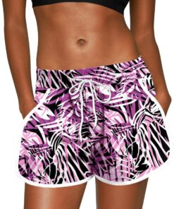 For G and PL Damen Sommer Boardshorts mit Bund und Taschen Tropischer Druck Casual Badehose S-XXL