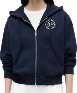 Tommy Hilfiger Damen Th Roundal Zip-up Hoodie Ww0ww50938 Kapuzenpullover mit durchgehendem Reißverschluss (1er Pack)