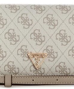 GUESS Umhängetasche Noelle II Xbody Flap Organizer Dark Taupe Logo weiß