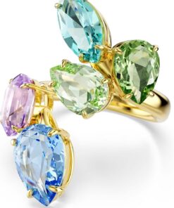 Swarovski Gema Kollektion Motiv-Ring, Gemischte Schliffe, Mehrfarbig, Goldfarben beschichtet