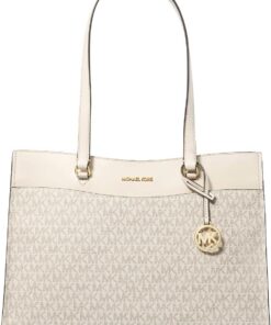 Michael Kors Jet Set Large Signature Logo Tote Bag Light Cream Multi