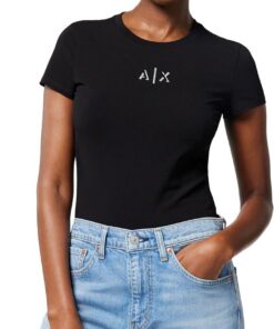 Armani Exchange Damen Short Sleeve Front Shadowed Logo Slim Fit T-Shirt