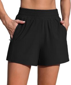 Charmo Badeshorts Damen Schwimmshorts High Waist Badehose Frauen Sommer Bikini Shorts Kurze Boardshorts mit Innenslip Taschen