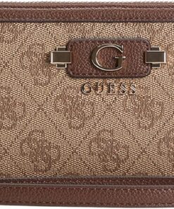 GUESS Geldbörse Lindsey SLG Zip Around Wallet Latte Logo braun