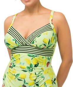 Ulla Popken Damen Badeanzug, Vicky, Zitronenbeeren 826549 Badeanzug