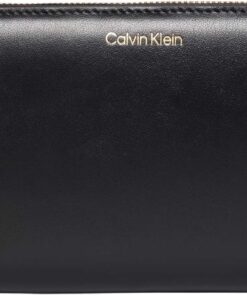 Calvin Klein Damen Geldbörse Large Zip Around mit Logo, Schwarz (Black), Einheitsgröße