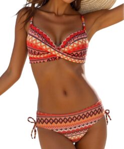 SweatyRocks Push Up Bikini Damen Set Mit Bügel Bikini Brazilian Style | Bikini Damen Set Brazilian, Boho Style, Bademode Zweiteiler Badeanzug, High Waist Bauchweg Bikini Damen Set
