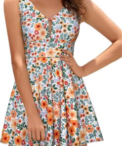 SHEKINI Damen Einteiliger Badeanzug Elegant Badeanzugkleid Mit Brustpolster Badekleid Ruched Bauchweg Schwimmkleid Baderock